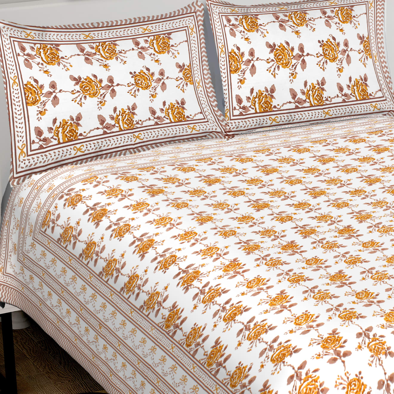 100% Cotton King Jaipuri Prints Flat Bedsheet (Pack of 1, Multicolor)