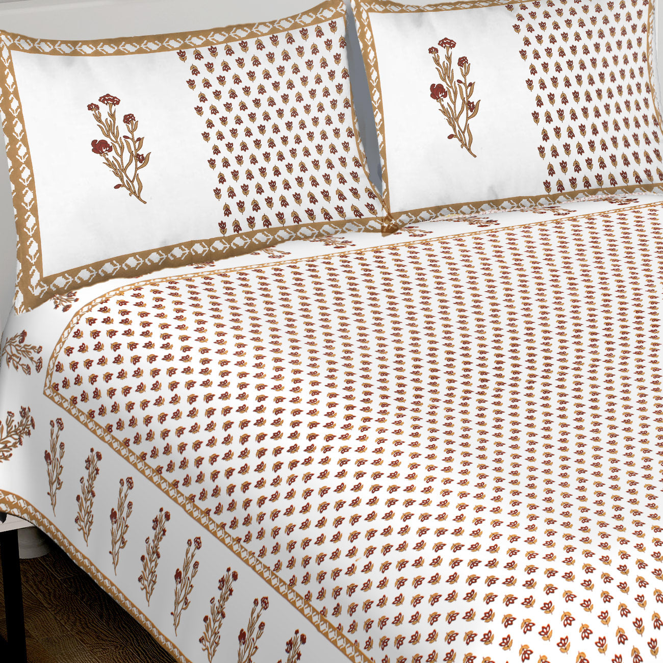 100% Cotton King Jaipuri Prints Flat Bedsheet (Pack of 1, Multicolor)