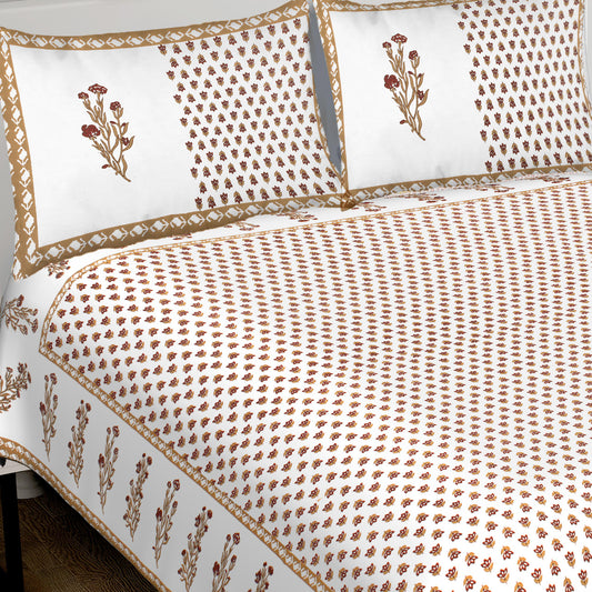 100% Cotton King Jaipuri Prints Flat Bedsheet (Pack of 1, Multicolor)