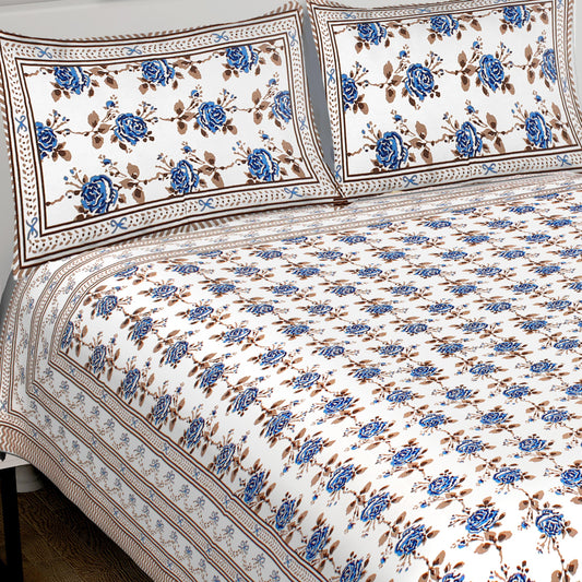 100% Cotton King Jaipuri Prints Flat Bedsheet (Pack of 1, Multicolor)
