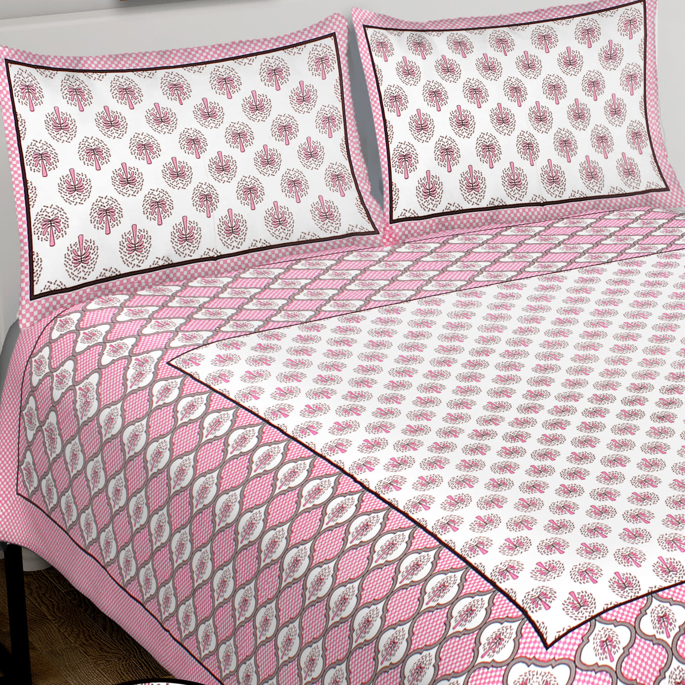 100% Cotton King Jaipuri Prints Flat Bedsheet (Pack of 1, Multicolor)