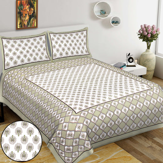 100% Cotton King Jaipuri Prints Flat Bedsheet (Pack of 1, Multicolor)