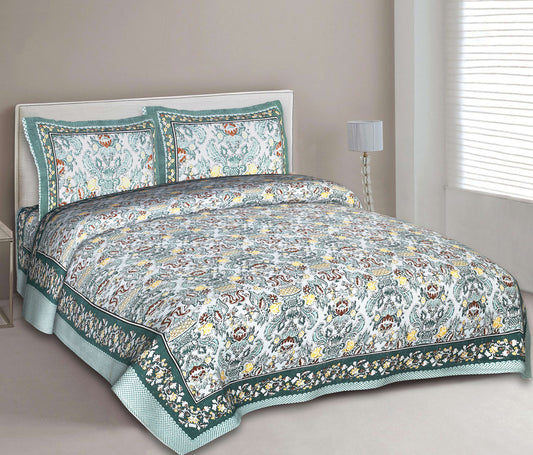 100% Cotton King Jaipuri Prints Flat Bedsheet (Pack of 1, Multicolor)