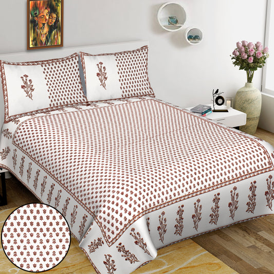 100% Cotton King Jaipuri Prints Flat Bedsheet (Pack of 1, Multicolor)