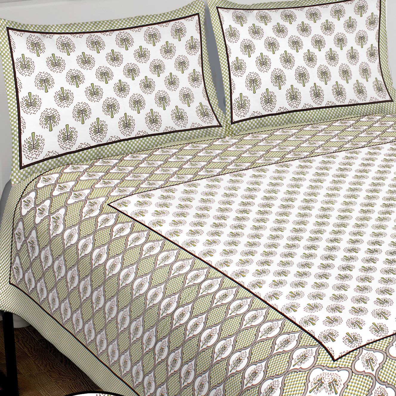 100% Cotton King Jaipuri Prints Flat Bedsheet (Pack of 1, Multicolor)