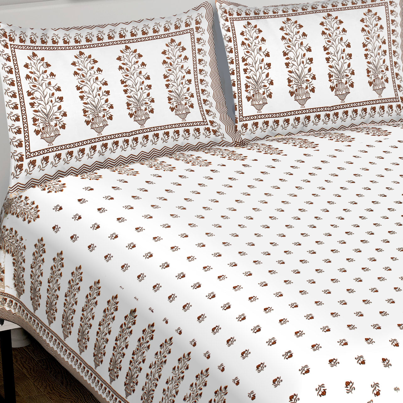 100% Cotton King Jaipuri Prints Flat Bedsheet (Pack of 1, Multicolor)
