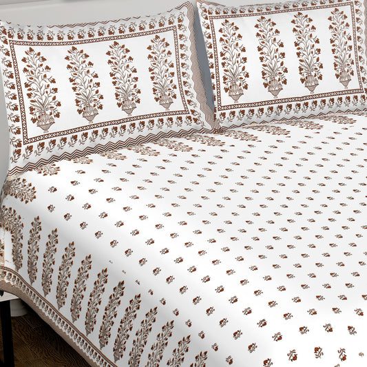 100% Cotton King Jaipuri Prints Flat Bedsheet (Pack of 1, Multicolor)