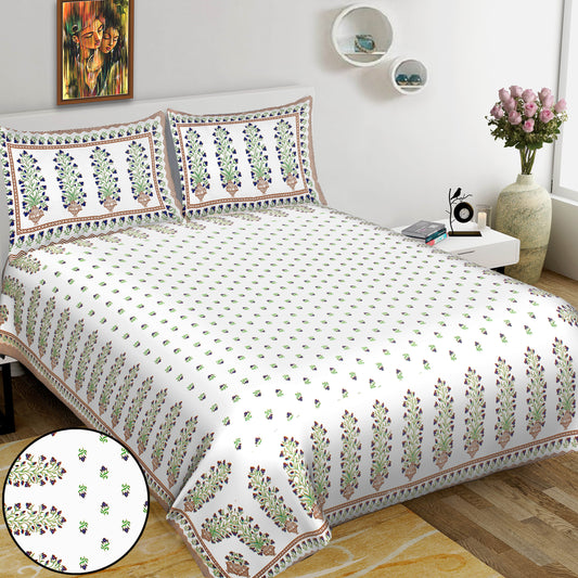 100% Cotton King Jaipuri Prints Flat Bedsheet (Pack of 1, Multicolor)