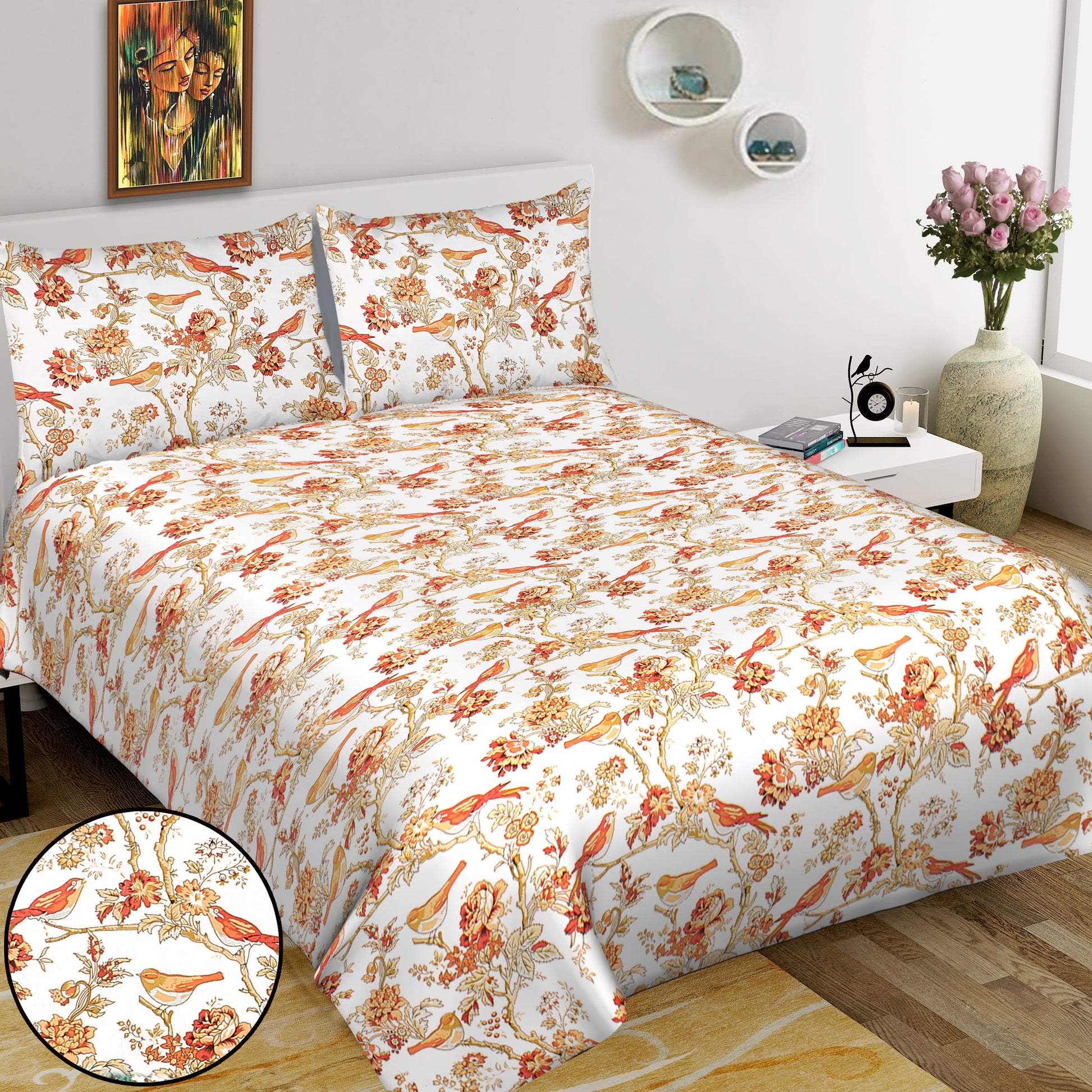100% Cotton King Jaipuri Prints Flat Bedsheet (Pack of 1, Multicolor)