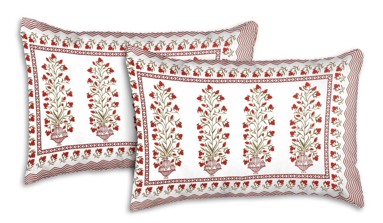 100% Cotton King Jaipuri Prints Flat Bedsheet (Pack of 1, Multicolor)