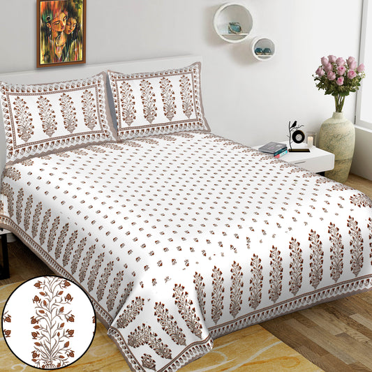 100% Cotton King Jaipuri Prints Flat Bedsheet (Pack of 1, Multicolor)