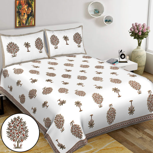 100% Cotton King Jaipuri Prints Flat Bedsheet (Pack of 1, Multicolor)
