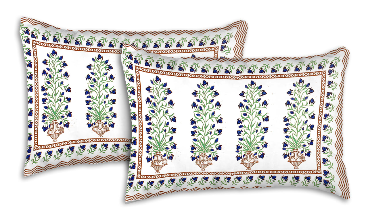 100% Cotton King Jaipuri Prints Flat Bedsheet (Pack of 1, Multicolor)