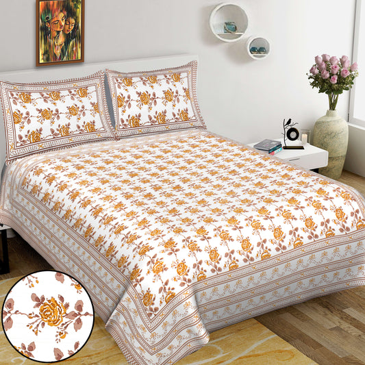 100% Cotton King Jaipuri Prints Flat Bedsheet (Pack of 1, Multicolor)