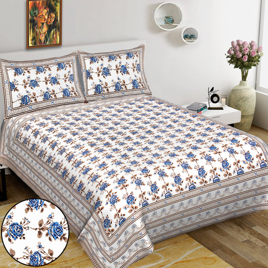 100% Cotton King Jaipuri Prints Flat Bedsheet (Pack of 1, Multicolor)