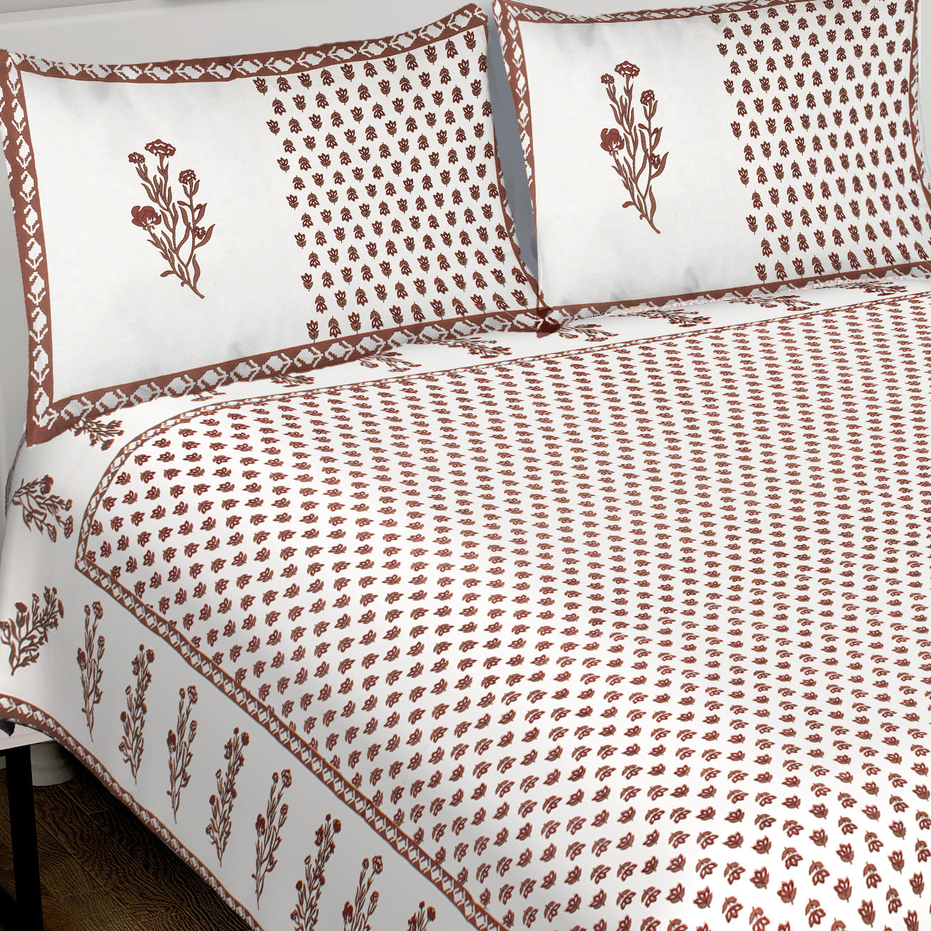 100% Cotton King Jaipuri Prints Flat Bedsheet (Pack of 1, Multicolor)