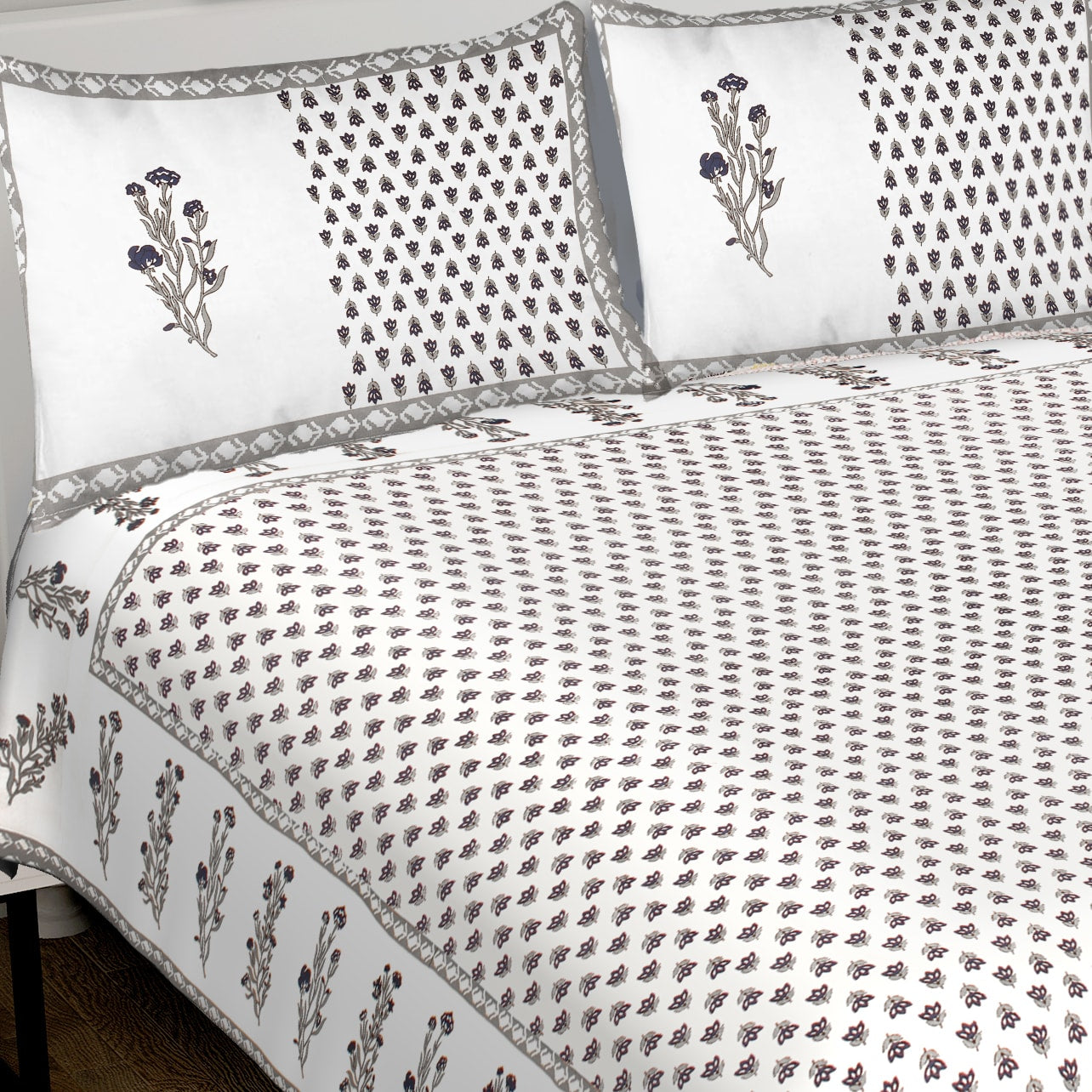 100% Cotton King Jaipuri Prints Flat Bedsheet (Pack of 1, Multicolor)