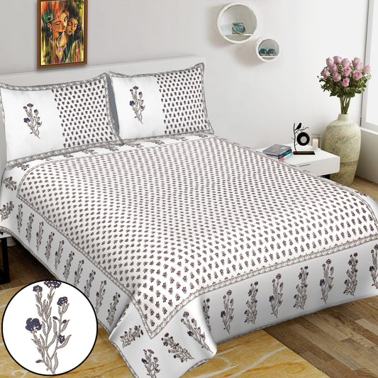 100% Cotton King Jaipuri Prints Flat Bedsheet (Pack of 1, Multicolor)