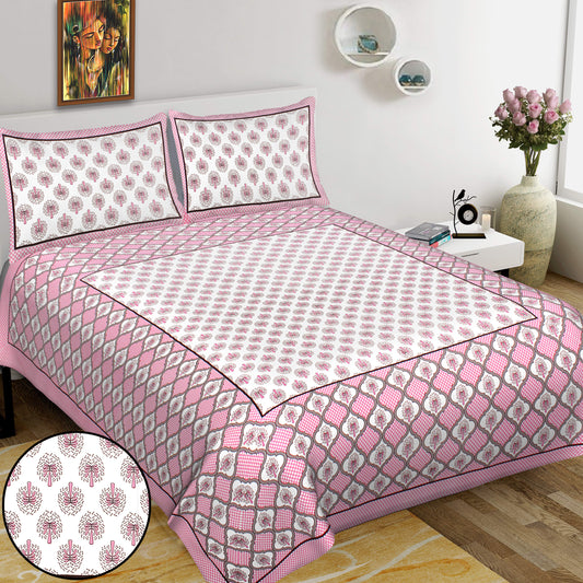 100% Cotton King Jaipuri Prints Flat Bedsheet (Pack of 1, Multicolor)