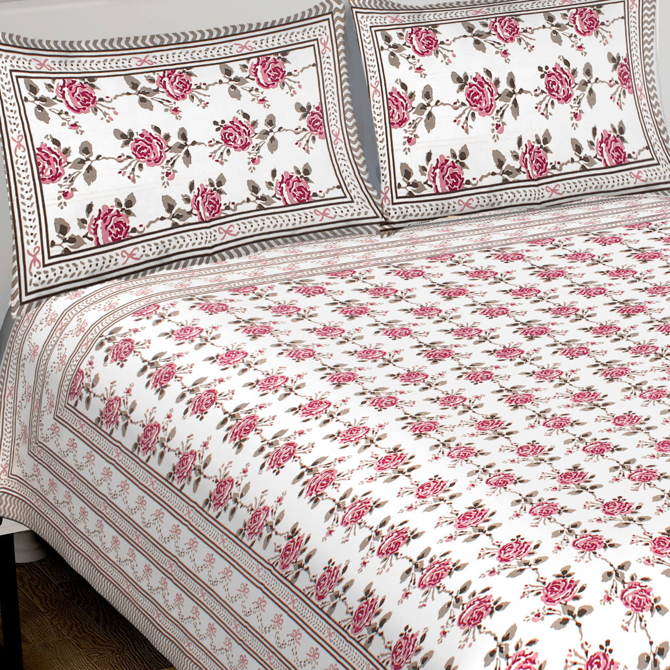 100% Cotton King Jaipuri Prints Flat Bedsheet (Pack of 1, Multicolor)