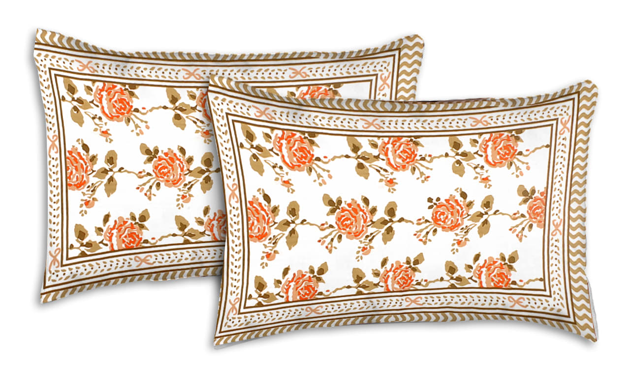 100% Cotton King Jaipuri Prints Flat Bedsheet (Pack of 1, Multicolor)