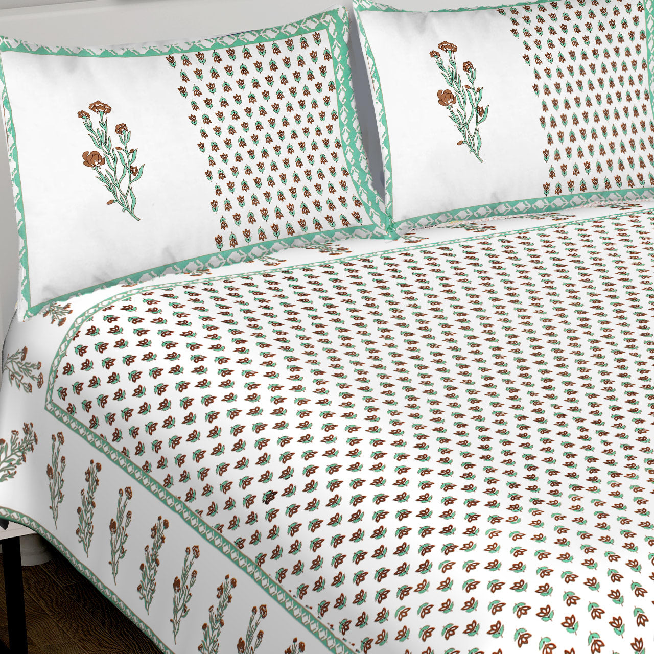 100% Cotton King Jaipuri Prints Flat Bedsheet (Pack of 1, Multicolor)