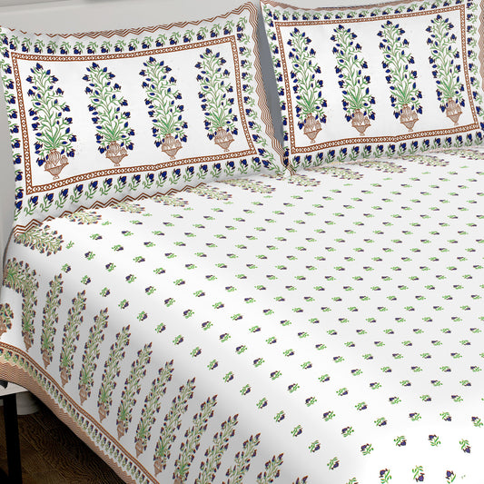 100% Cotton King Jaipuri Prints Flat Bedsheet (Pack of 1, Multicolor)