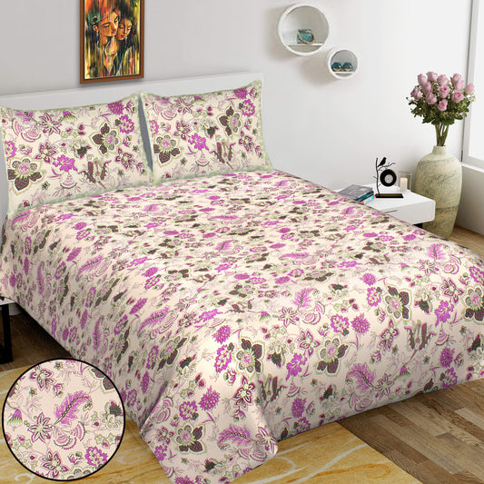 100% Cotton King Jaipuri Prints Flat Bedsheet (Pack of 1, Pruple)