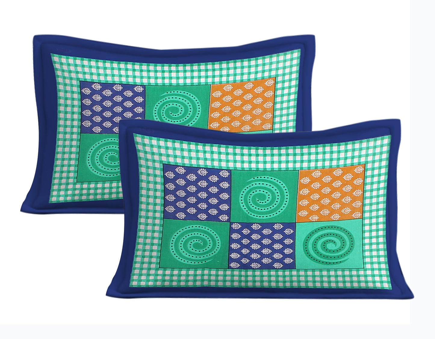 100% Cotton Printed Double Bedsheet (Blue)