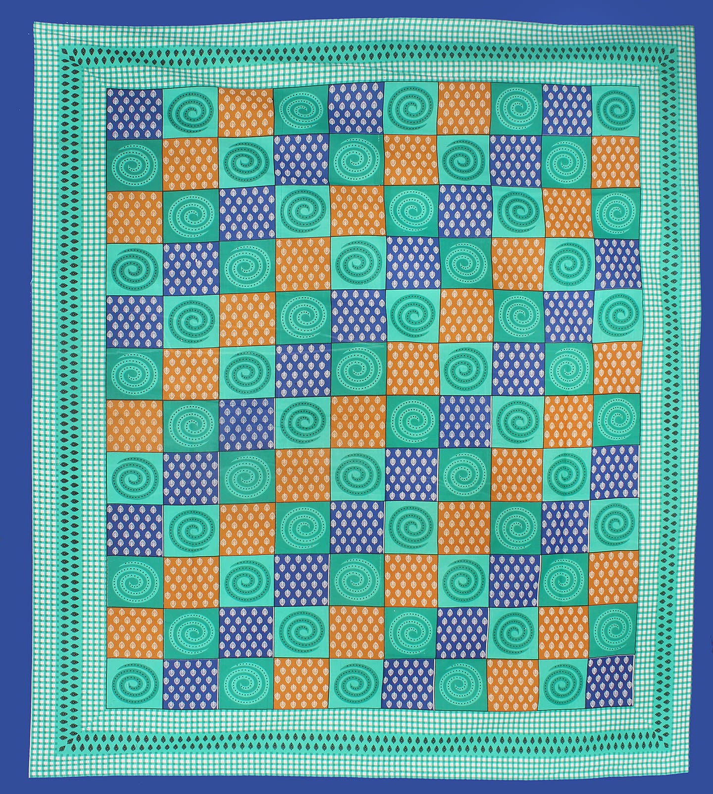 100% Cotton Printed Double Bedsheet (Blue)