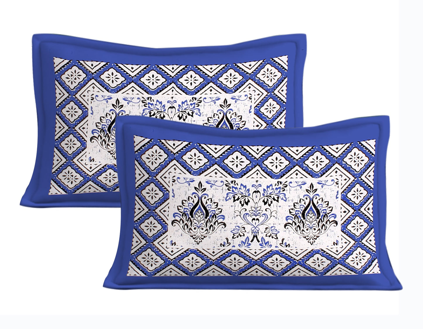 100% Cotton Printed Double Bedsheet (Blue)