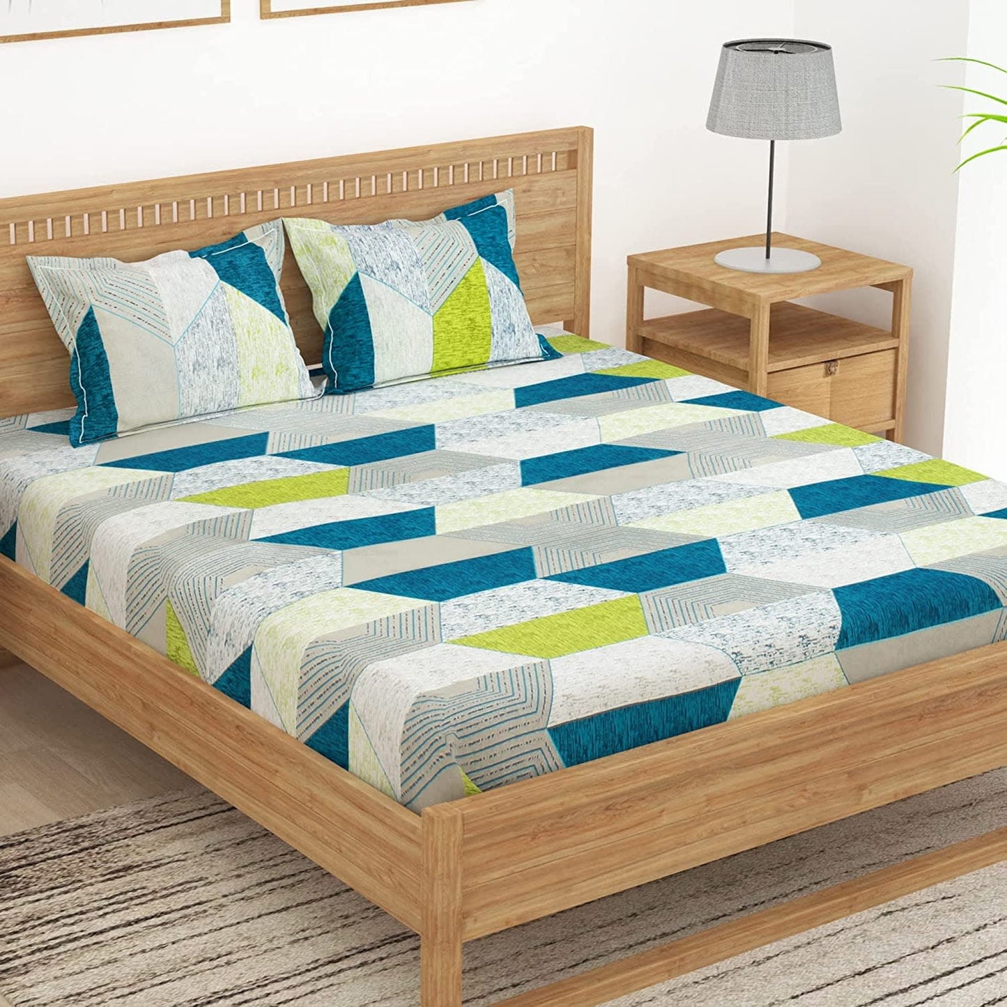 Jaipur Print  Cotton Double Peacock Bedsheet with 2 Pillow covers(Pack of 1, Green)