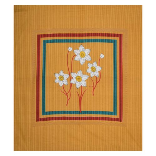 100% Cotton Floral Double Bedsheet (Yellow)