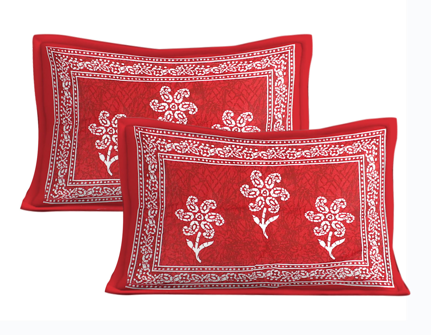 1 Jaipuri Traditional Double Bed Bedsheet with 2 Pillow Covers