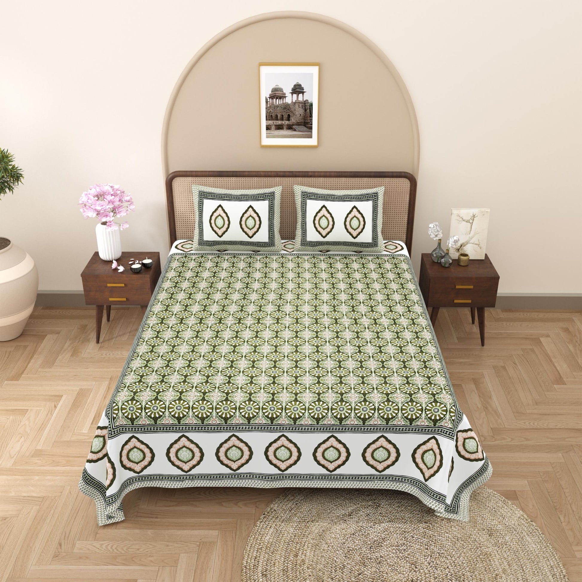 Rajasthan Royal Super Fine Cotton Block Print King Size Bedsheet