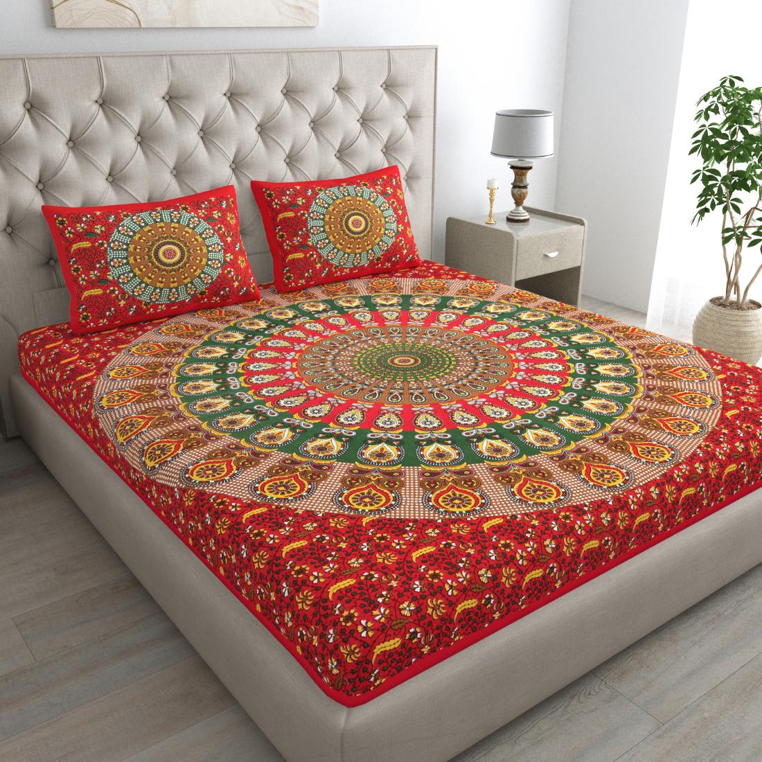 Cotton double bedsheet with 2 pillow cover