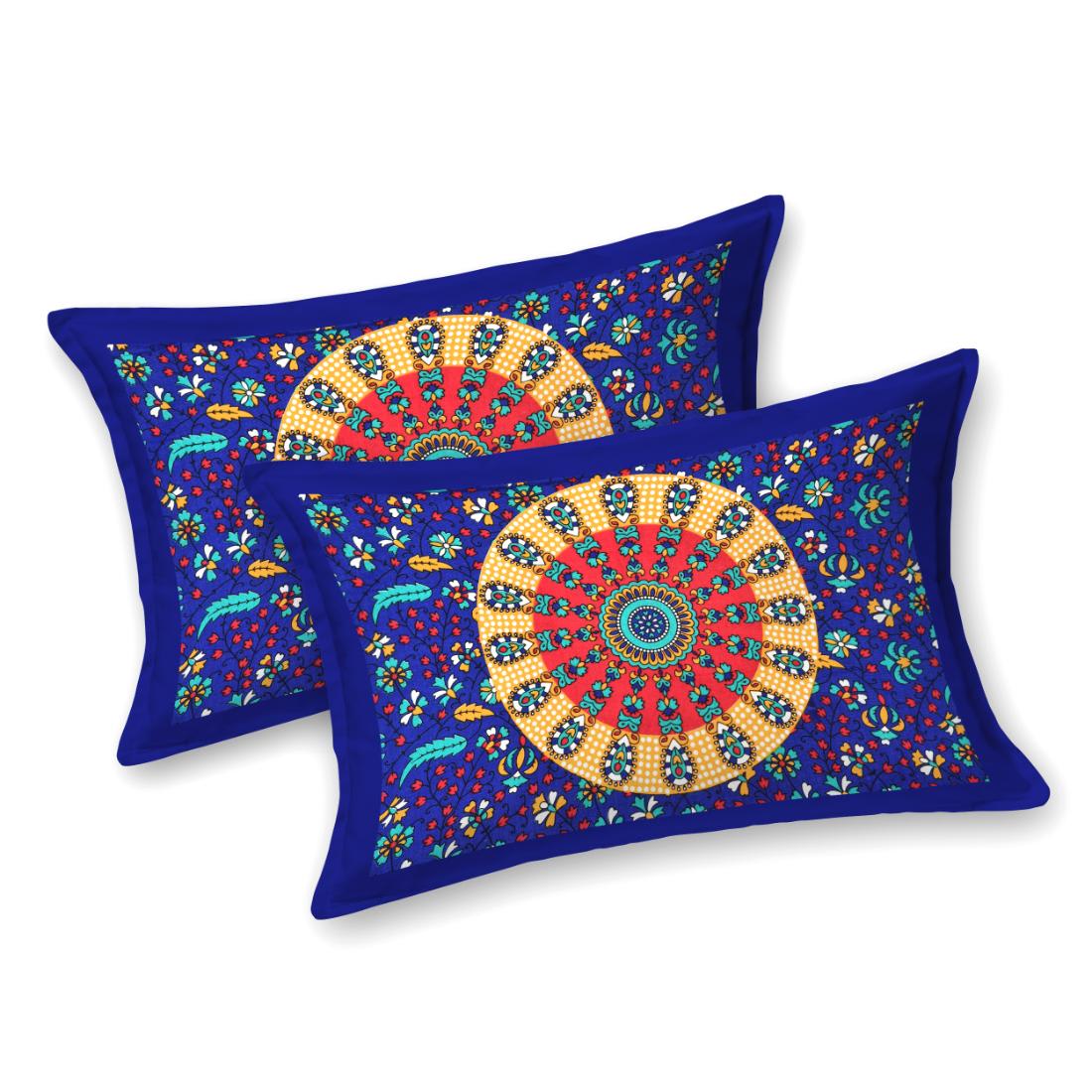 Cotton jaipuri double bedsheet with 2 pillow cover