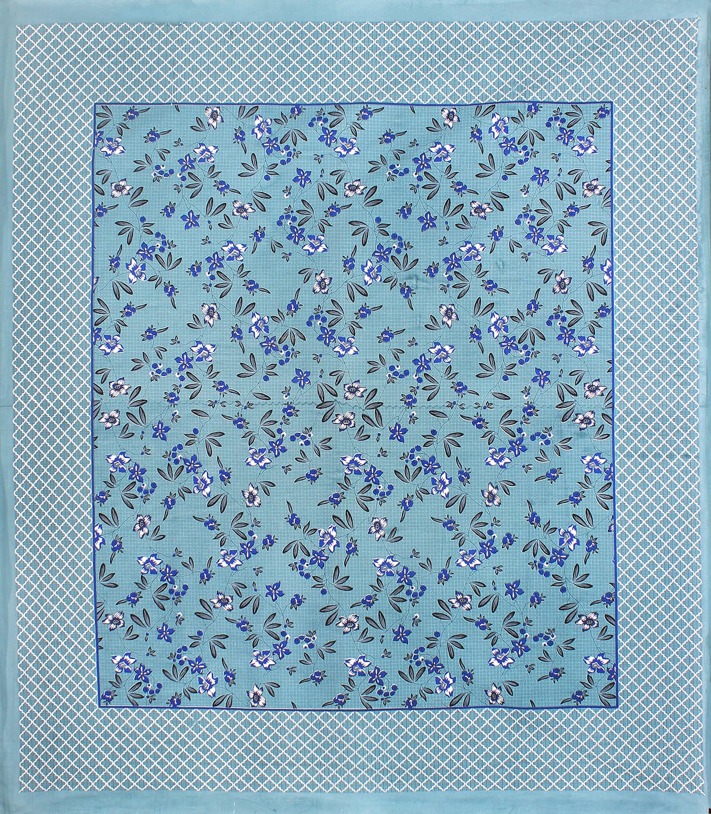 100% Cotton Floral Double Bedsheet (Grey)