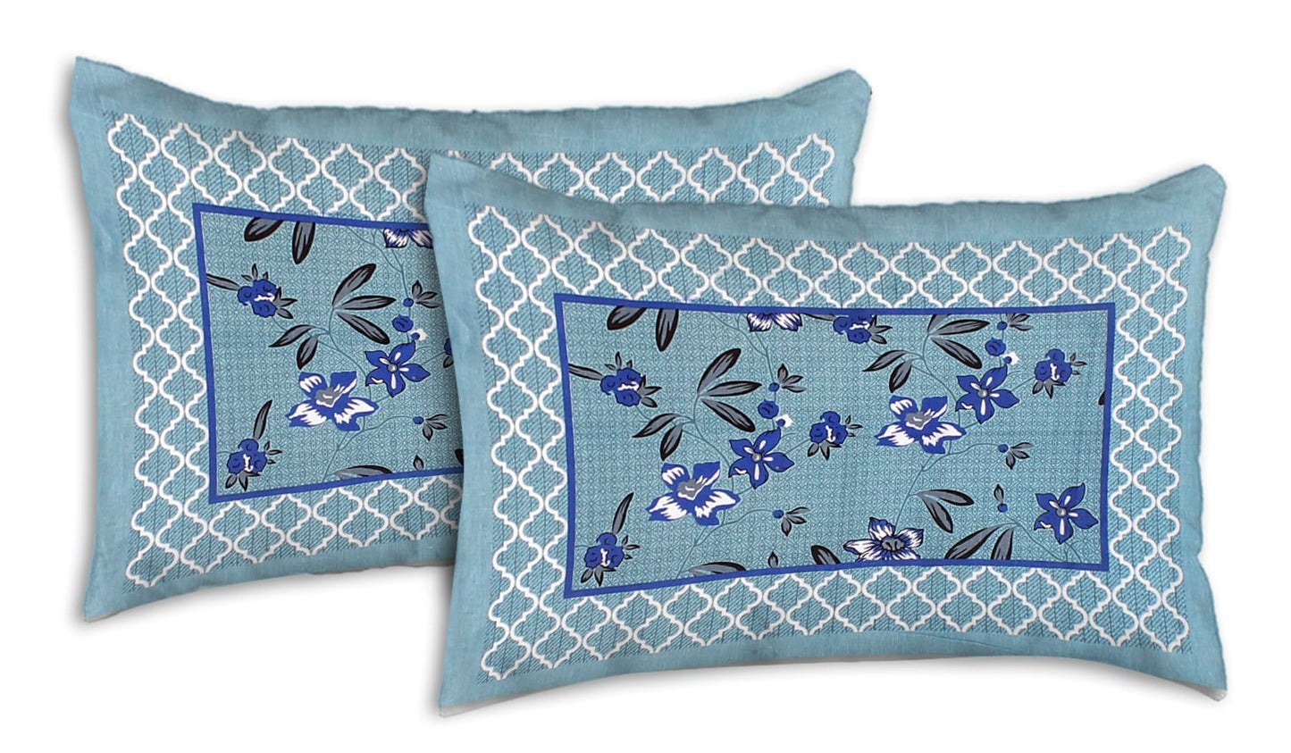 100% Cotton Floral Double Bedsheet (Grey)