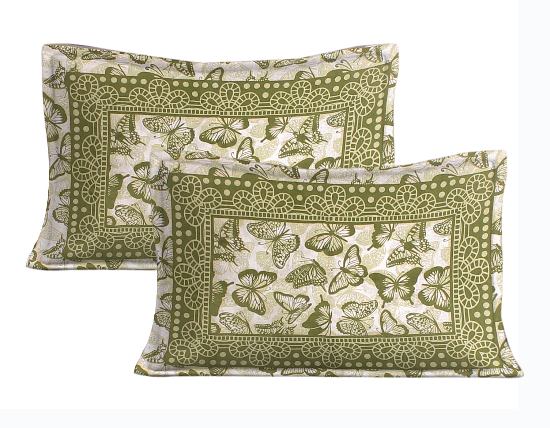 Jaipuri Prints Cotton Double Bedsheet (Green)