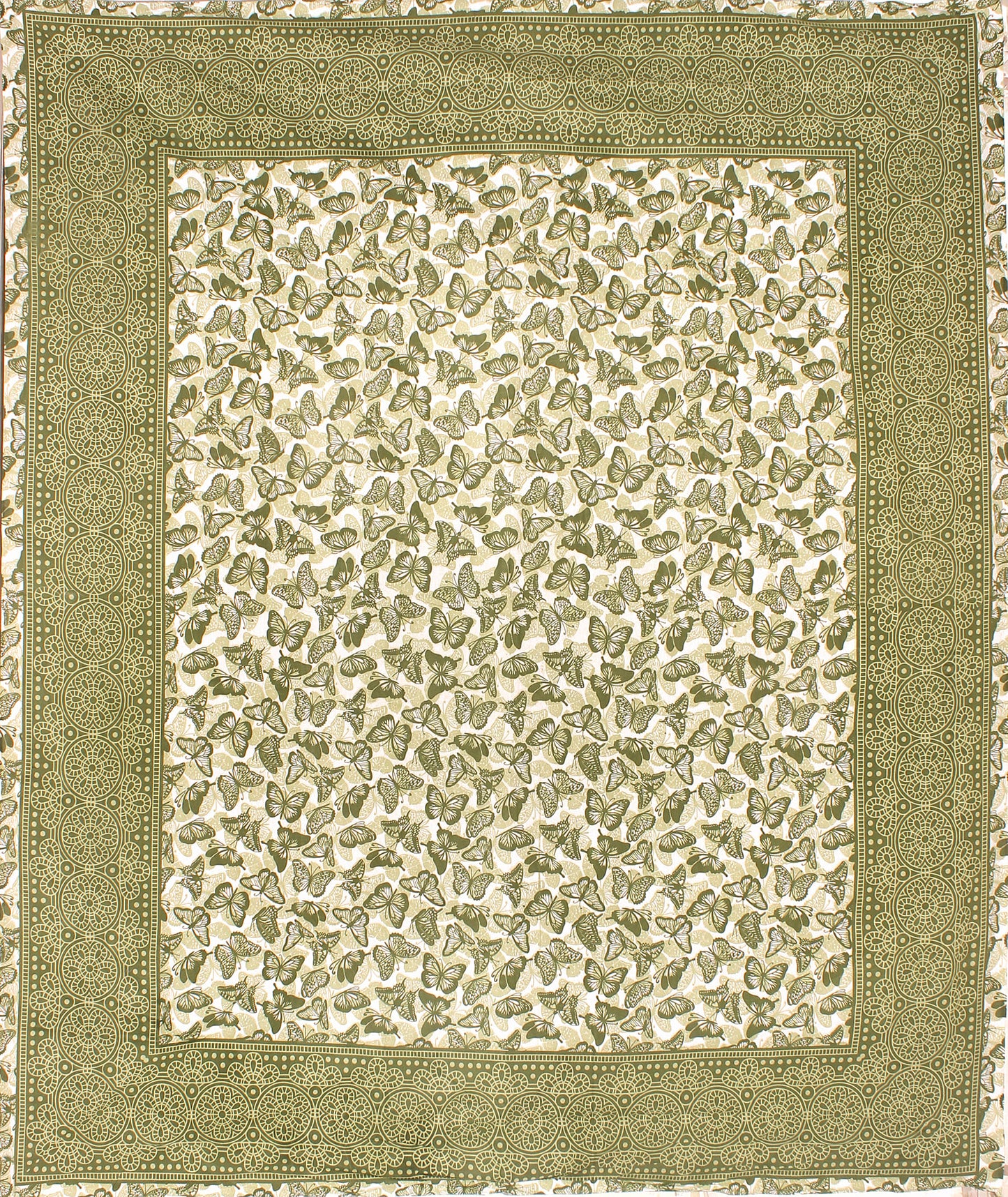 Jaipuri Prints Cotton Double Bedsheet (Green)