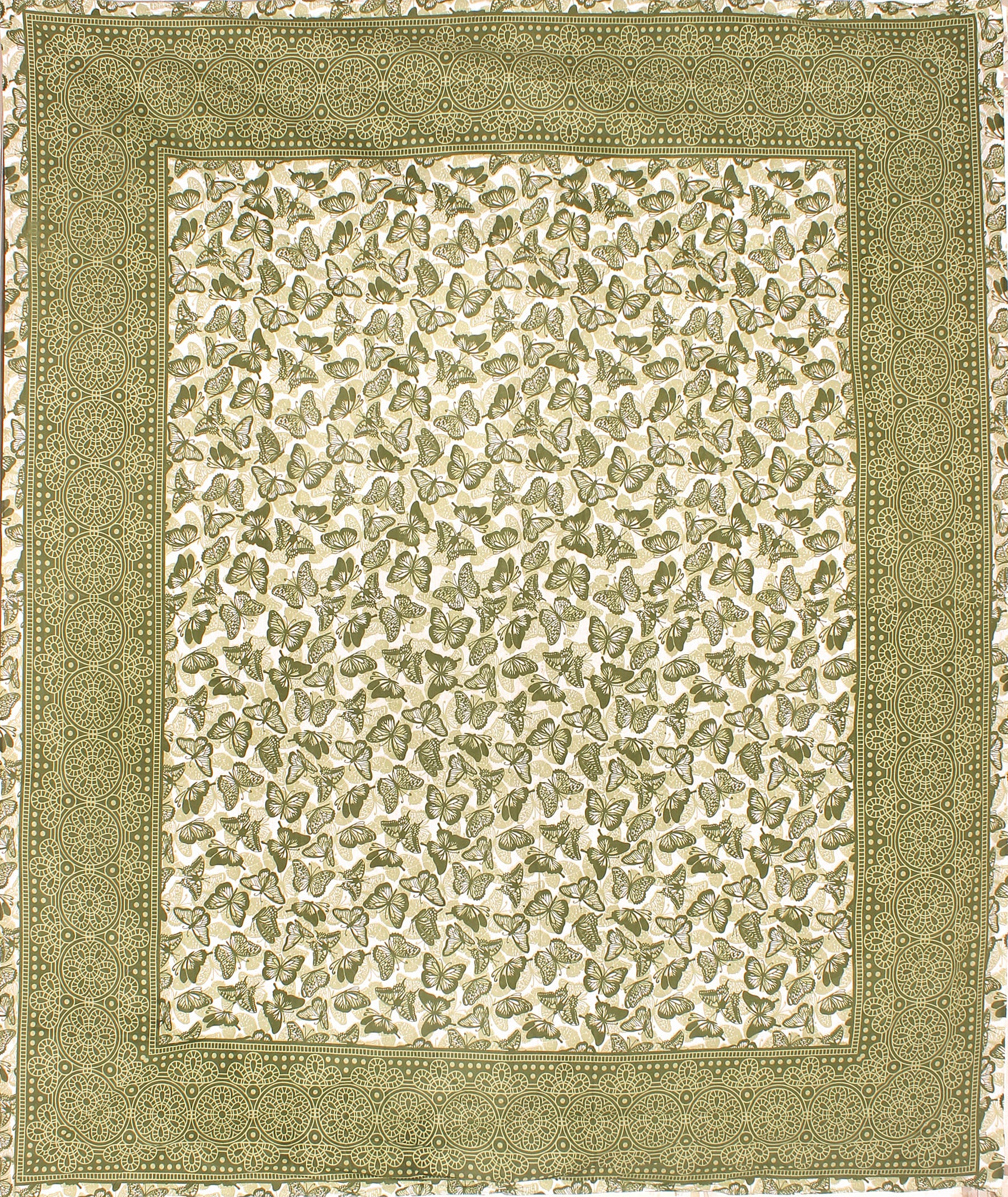Jaipuri Prints Cotton Double Bedsheet (Green)