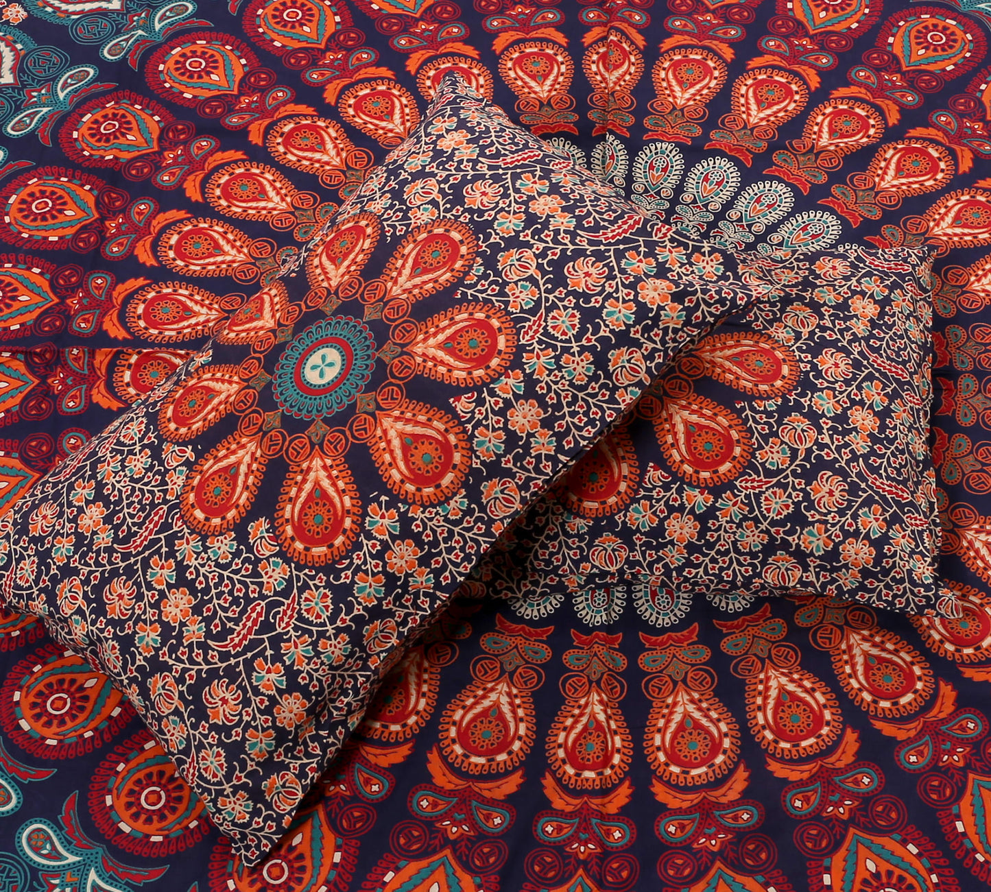 Jaipuri Prints Cotton 100% King Bedsheet (Multicolor)