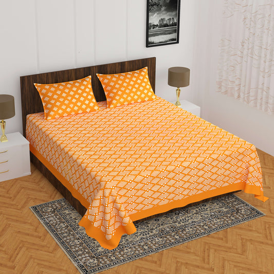 Jaipuri Prints Cotton Double Bedsheet (YELLOW)