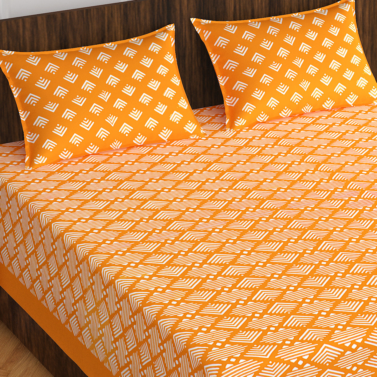 Jaipuri Prints Cotton Double Bedsheet (YELLOW)