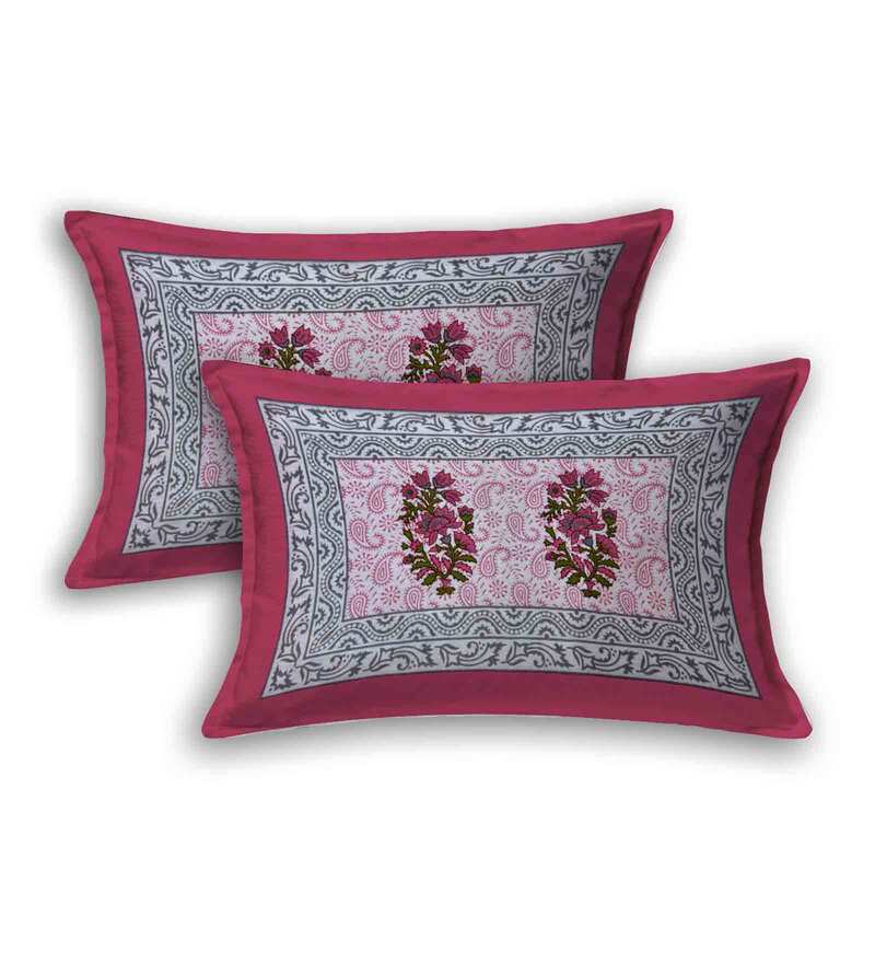 Jaipuri Prints Cotton Double Bedsheet (Pink)
