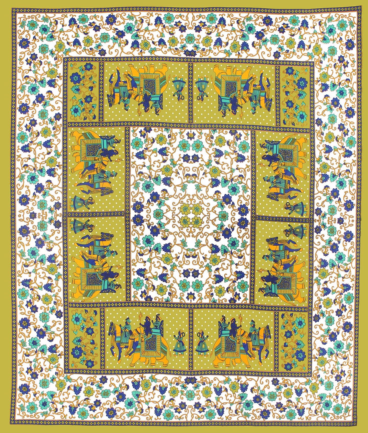 Jaipuri Prints Cotton Double Bedsheet (Green)