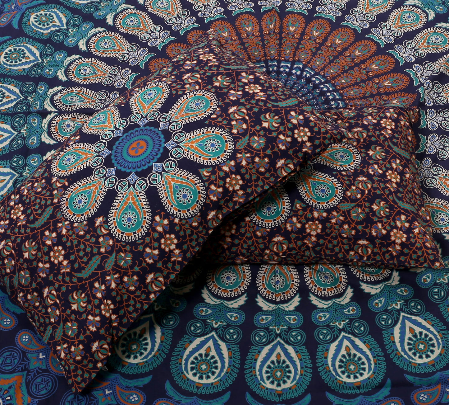 100% Cotton Printed King Bedsheet (Blue )