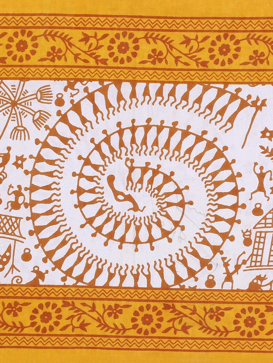 100% Cotton Printed Double Bedsheet (Yellow)
