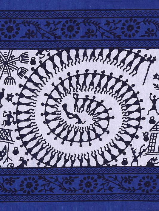 100% Cotton Printed Double Bedsheet (Blue)